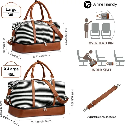 Miniatura 3 de S-ZONE - Bolso de mano de lona para mujer con correa de cuero sintética