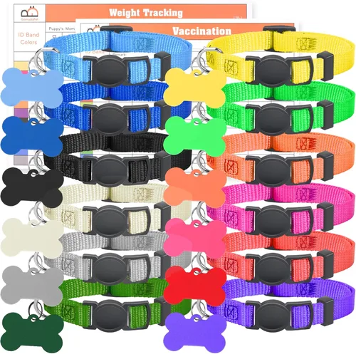 Miniatura 12 de GAMUDA Collares de arena para cachorros, bandas de identificación ajustables de nailon súper suave, diseño de camuflaje, varios colores, juego de 12