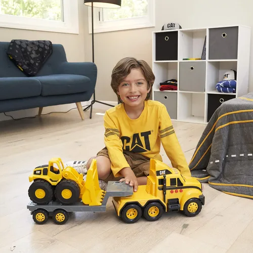 Miniatura 9 de CAT Juguetes de construcción, CAT Construction Heavy Mover, semi camión y remolque con minicargadora de ruedas, luces y sonidos, a partir de 3 años