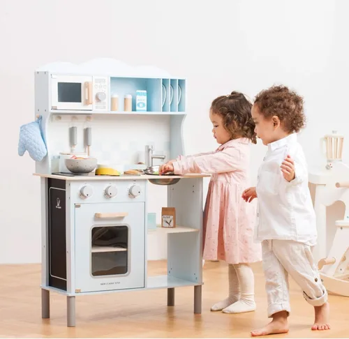 Miniatura 3 de Nuevos juguetes clásicos de madera azul juego de simulación cocina para niños con juego de roles Bon Appetit Cocina eléctrica incluidos Accesorios