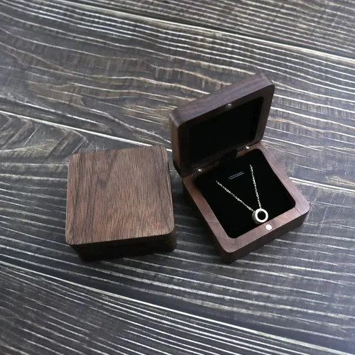 Miniatura 5 de Caja de regalo de collar de madera de nogal natural, caja de almacenamiento colgante, caja de exhibición de joyería para aniversario, proponer