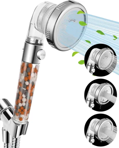 Cabezal de ducha filtrado para agua dura con tope, cabezales de ducha de 4 modos de alta presión con rociador de alta presión integrado para limpiar