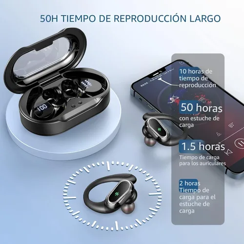 Miniatura 6 de Auriculares inalámbricos, auriculares Bluetooth 5.4 2026 deportivos, 60 horas estéreo de alta fidelidad con graves profundos con micrófono ENC