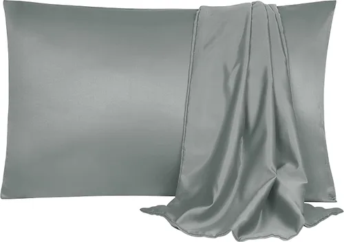 Miniatura 30 de uxcell Paquete de 2 fundas de almohada de satén de seda para cabello y piel, frescas, sedosas, suaves y transpirables, tamaño estándar de 20 x 26