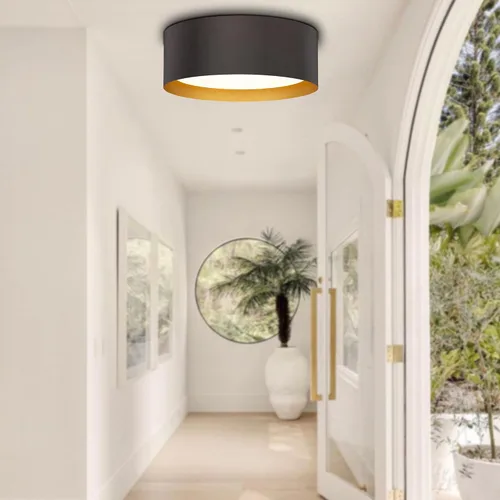 Miniatura 7 de Casia Luces de techo empotradas para dormitorio, montaje empotrado cerca del techo en acabado de metal de bronce aceitado con vidrio esmerilado