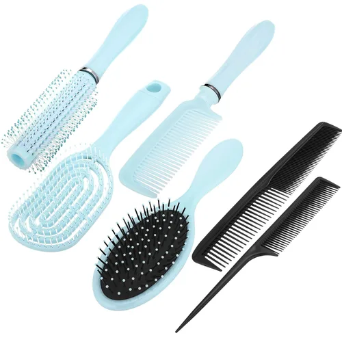 Miniatura 9 de Juego de 6 peines desenredantes para mujeres y hombres, para cabello liso, rizado y todo tipo de cabello