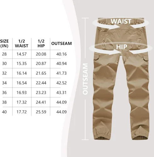 Miniatura 8 de YuKaiChen Pantalones cargo Ripstop, resistentes al agua, para hombre, ligeros, para senderismo, viajes, cintura resistente, pantalones casuales