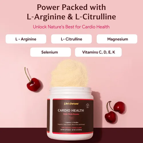 Miniatura 5 de Life's Fortune L Arginine L Citrulina Suplemento en polvo Suplemento de óxido nítrico de alta potencia con sabor a cereza natural