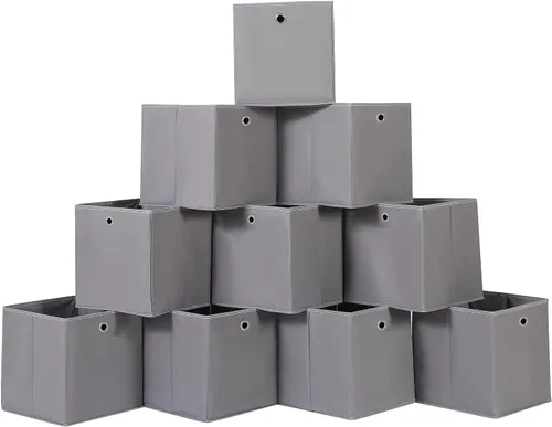 Miniatura 39 de Cubos de Almacenamiento Plegables Negros Contenedores, Cubos de Almacenamiento de Tela de 11 Pulgadas, Cajas de Almacenamiento de Tela, Cubos