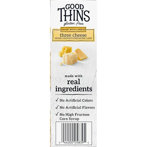 Miniatura 15 de Good Thins Galletas saladas de tres quesos con arroz y queso sin gluten, galletas para bocadillos a granel, 6 cajas de 3.5 onzas