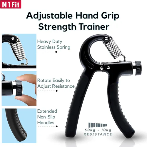 Miniatura 2 de N1Fit Kit de entrenamiento de fuerza de agarre, paquete de 5 fortalecedores de agarre para el antebrazo y muñeca, agarre de mano de resistencia