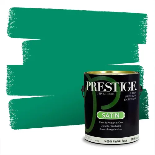 Miniatura 35 de Prestige Paints - Pintura exterior e imprimación en uno, 1 galón, plano, compatibilidad comparable con el color menta «Whipped Mint» de Behr