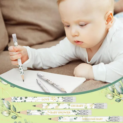Miniatura 6 de Tinlade 60 Piezas Lápices de Golf Verde Salvia para Baby Shower con Borradores Pequeños Mini Lápices Afilados para Niños para Escuela in Bloom