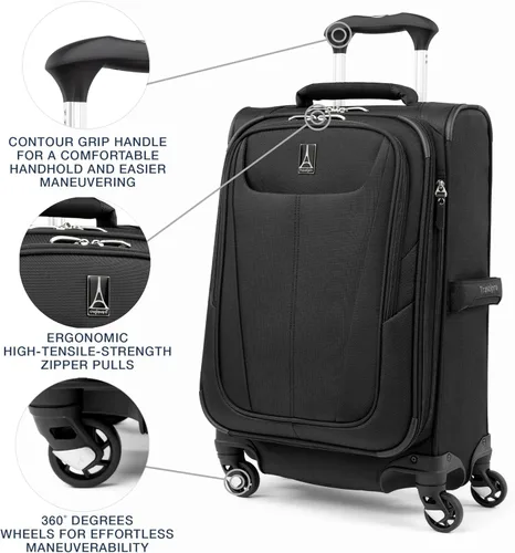 Miniatura 42 de Travelpro Maxlite 5 - Juego de 2 piezas de equipaje de mano de tela, expandibles con 4 ruedas giratorias, bolso blando para debajo del asiento, Negro