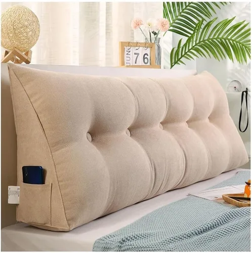 Miniatura 8 de Almohada de cuña de terciopelo para cabecero de cama tamaño King, Queen, doble/individual, cojín de cabecera triangular, respaldo grande, posición