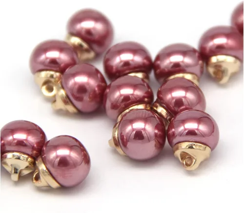 Miniatura 8 de Botones redondos de perlas de imitación beige de 0.394 pulgadas con vástago de metal dorado, para ropa, camisas, faldas, vestidos de novia