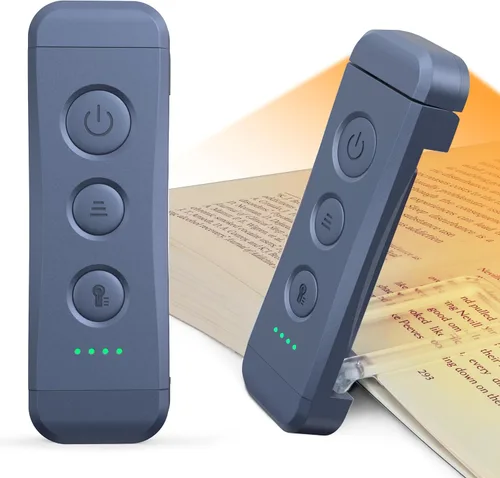 Miniatura 8 de Glocusent - Luz de libro recargable USB, luz de lectura LED portátil con clip, luces de lectura para libros en la cama con 3 colores ámbar y 5