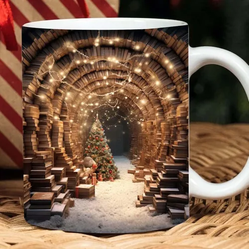 Taza de café 3D con agujero en una pared de 11 onzas, diseño de estante de biblioteca, taza multiusos para el espacio creativo, regalo para los