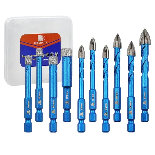 Miniatura 14 de Broca de diamante - BRSCHNITT Juego de brocas de 1/4 pulgada para albañilería para azulejos de porcelana, cerámica, piedra, granito, mármol, broca