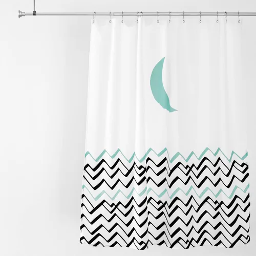 Miniatura 3 de Shaina Cortina de ducha abstracta pintada de luna y olas, 72 x 72 pulgadas, arte moderno y bohemio decorativo, tela impermeable, para cualquier baño
