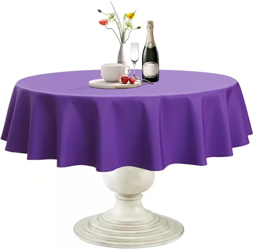 Miniatura 13 de Softalker Mantel Redondo, Impermeable y Resistente a las Manchas, Mantel de Tela Sin Arrugas, Lavable, Poliéster de 210GSM, Cubierta de Mesa