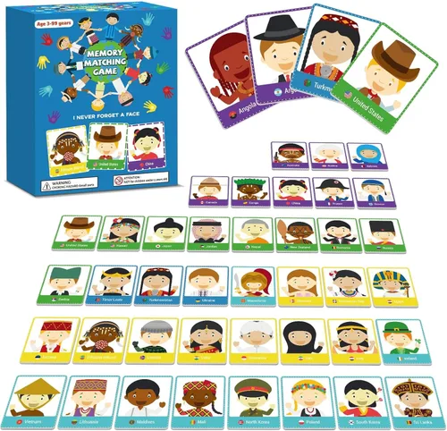Miniatura 15 de gisgfim 50 pares de banderas de juego de memoria de Estados Unidos de concentración tarjeta de memoria educativas, juegos de geografía, juego