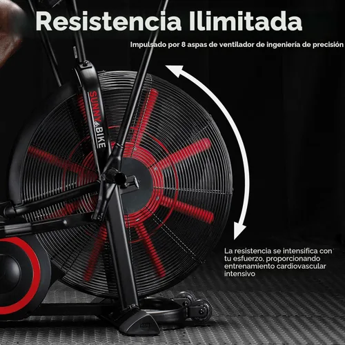 Miniatura 3 de Sunny Health & Fitness Premium Smart Cross-Training Fan Bike, Air Resistance Cardio Machine w/330lb Capacity for Intensive Home Workout