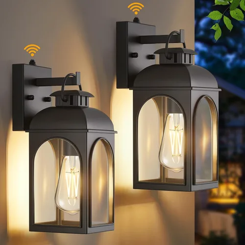 EJIAXIN Iluminación al aire libre del anochecer al amanecer, luces negras para porche, luz al aire libre, lámpara de montaje en pared, lámpara