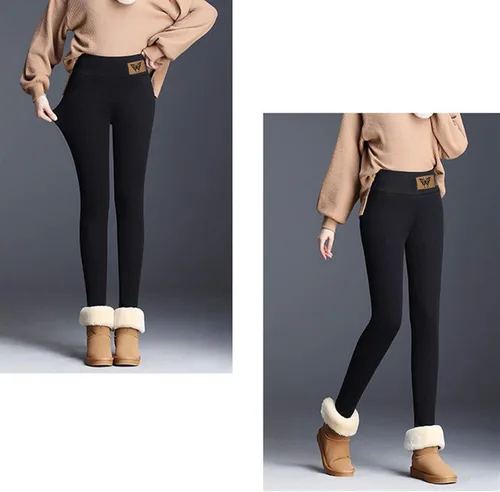 Miniatura 5 de Pantalones deportivos cálidos con forro de sherpa para mujer, de cintura alta, con forro polar, pantalones largos gruesos para exteriores