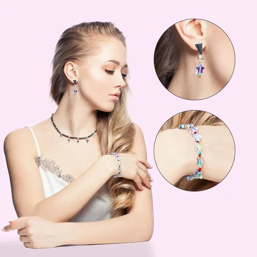 Miniatura 6 de OIIKI 400 cuentas acrílicas en forma de estrella, transparente de 0.394 pulgadas para manualidades, joyería, collares, pulseras