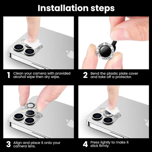 Miniatura 7 de Tensea Protector de lente de cámara compatible con iPhone 12 Pro Max, cubierta de vidrio templado de aleación de aluminio de metal, accesorios