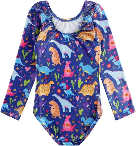 Miniatura 75 de HOZIY - Leotardos de manga larga para niñas, de gimnasia, para niños pequeños, trajes florales de unicornio, galaxia, arco iris, patrón de rayas