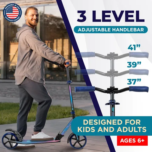 Miniatura 4 de Outdoor Cruiser Patinete para edades de 6+, para niños, adolescentes y adultos, carga máxima 250 LBS, plegable, ruedas grandes de 8 pulgadas, doble