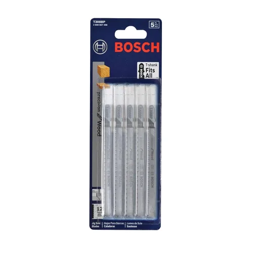 Miniatura 2 de Bosch T308BP 5-Piece 3-1/2 In. 12 TPI Precisión para madera de acero de alto carbono Hojas de sierra caladora