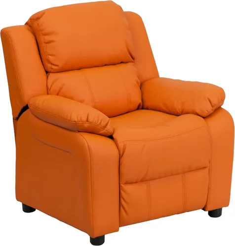 Miniatura 20 de Flash Furniture, sillón reclinable de lujo, muy acolchado, de vinilo color beige, con apoyabrazos con compartimento de almacenamiento, para niños