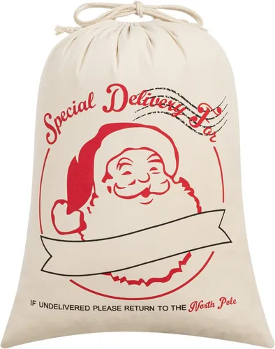 Miniatura 8 de HBlife Saco de Papá Noel Personalizado Bolsa de Papá Noel para Bolsa de Regalo de Navidad Algodón con Cordón Tamaño 19.7 x 27.6 Pulgadas