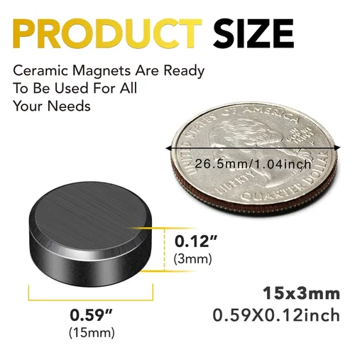 Miniatura 2 de DIYMAG Imanes Fuertes 140 Piezas 0.6x0.12 Pulgadas Imán de Nevera Refrigerador para Manualidades con Respaldo Adhesivo Magnético Pequeño Botón Negro