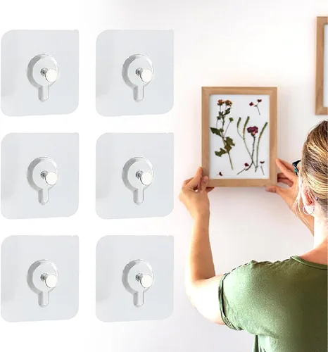 Ganchos adhesivos sin taladro, 2025 nuevos clavos autoadhesivos para montaje en pared sin rastro, pegatinas de ganchos de tornillo mejorados, 2.36"