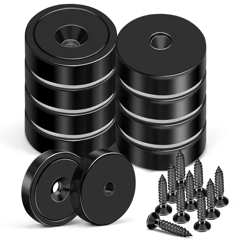 Miniatura 8 de MIKEDE Imanes fuertes con agujeros, 110 libras + imanes de neodimio fuertes con tornillos inoxidables para montaje en pared, imán de base redonda
