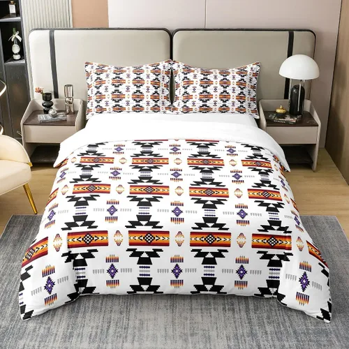 Miniatura 21 de Funda de edredón 100% algodón estilo bohemio del suroeste – Funda de edredón étnica tribal flecha – Juego de decoración de dormitorio completo