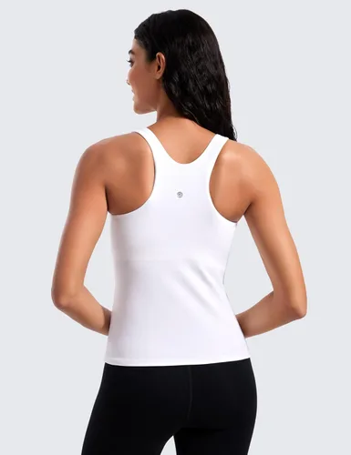 Miniatura 2 de CRZ YOGA Butterluxe - Camiseta sin mangas de entrenamiento para mujer, con espalda cruzada, acolchada, cuello alto, para yoga, atlética con brasier