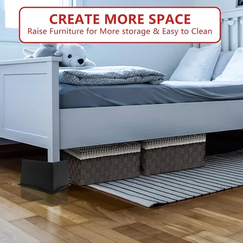 Miniatura 7 de Elevadores de cama de 4 pulgadas, resistentes, elevadores de muebles de gran tamaño, paquete de 4 elevadores de cama extra anchos para mesa, sofá
