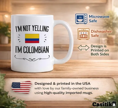 Miniatura 4 de Casitika Taza de café de 11 onzas con texto en inglés "I'm Not Yelling I'm Colombian" de Colombia. Idea de regalo para esposa, marido, amigo
