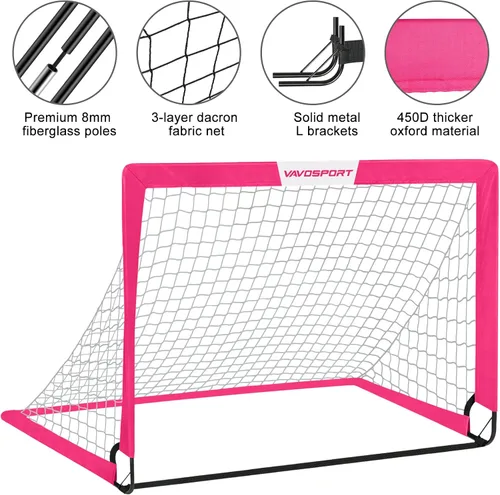 Miniatura 3 de Juego de porterías de fútbol para niños para patio trasero – 2 de 4 x 3 pies, equipo portátil de entrenamiento de portería de fútbol, red de fútbol