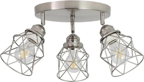 Miniatura 9 de Accesorios de iluminación de cocina - Lámpara de techo de 3 luces multidireccional con base E26, montaje empotrado ajustable para cocina de granja