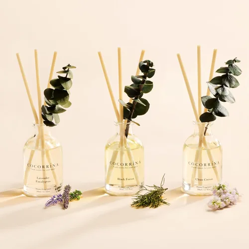 Miniatura 2 de COCORRÍNA Juego de 3 difusores de aceite perfumado de eucalipto de eucalipto, bosque negro, aroma de algodón limpio, 1.7 onzas líquidas cada uno