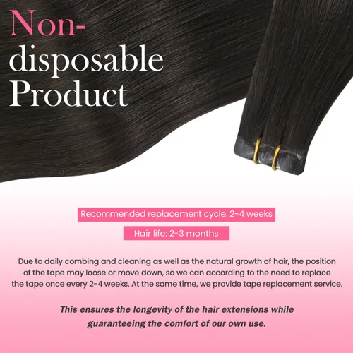 Miniatura 7 de Extensiones de cabello humano adhesivas, sedosas y lacias, 100% Remy, color marrón oscuro, para mujeres, 20 unidades por paquete