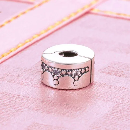 Miniatura 2 de Abalorio de plata de ley 925 original con cierre de clip para pulseras clip de corona