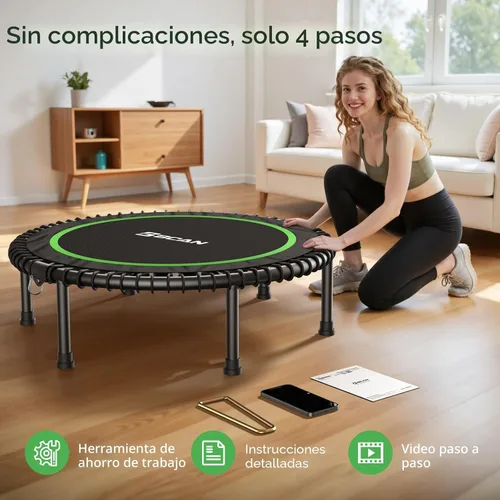 Miniatura 6 de BCAN 450/550LBS Mini Rebounder Trampoline for Adults, 40"/48" Foldable Fitness Trampoline with Bungees, Quiet & Stable Exercise Trampoline 40-verde