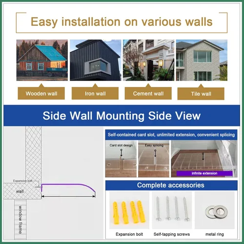 Miniatura 8 de Toldo para ventana, protección contra rayos UV, lluvia, nieve, toldo para puerta, toldo para puerta delantera, toldo para patio al aire libre